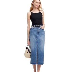 NWT Madewell The Rilee Denim Midi Skirt | Size 32 / 14 | 36" Waist | Enmore Wash